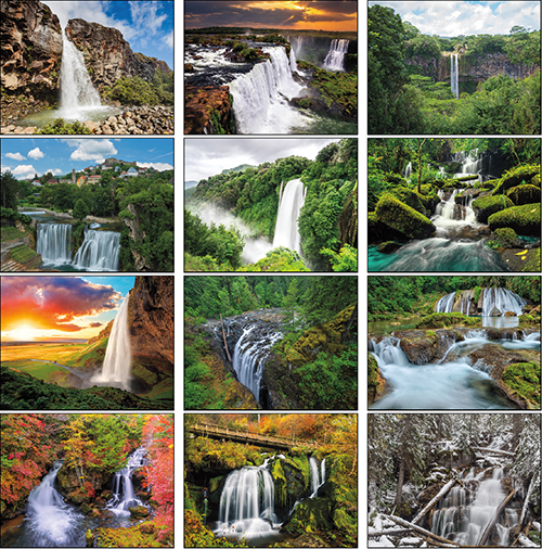 Waterfalls Spiral Bound Wall Calendar for 2023